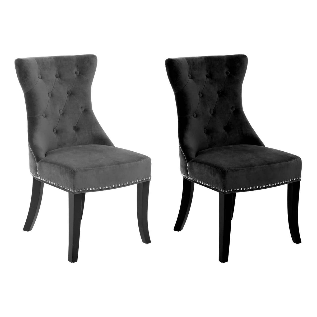 Regents Park Black Cotton Velvet Dining Chair.