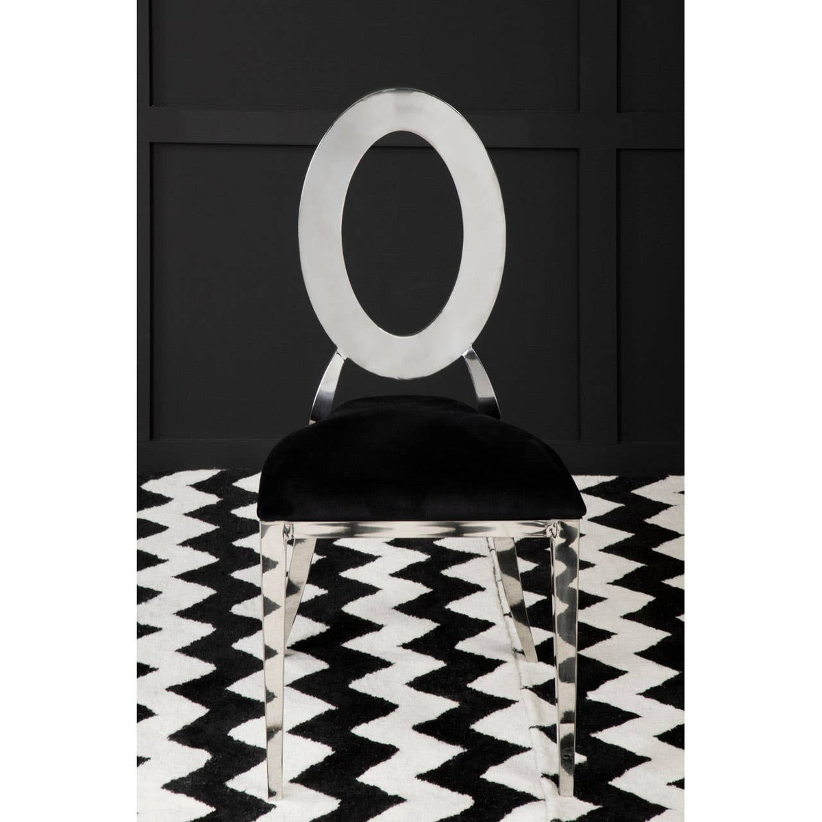 Sarita Stackable Silver Frame Dining Chair.