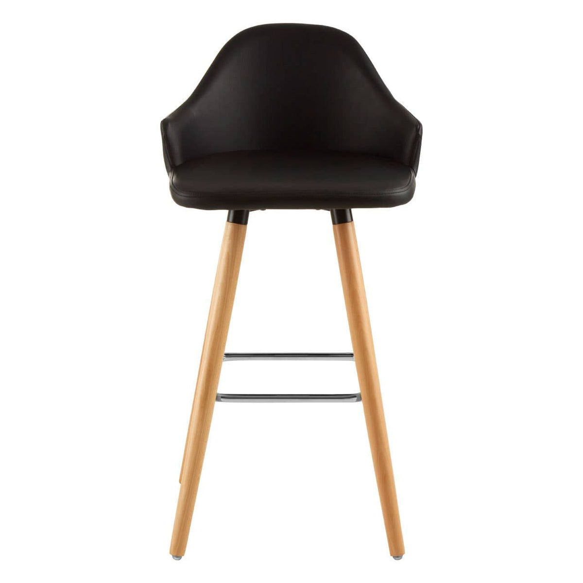 Stockholm Black Curved Backrest Bar Stool.