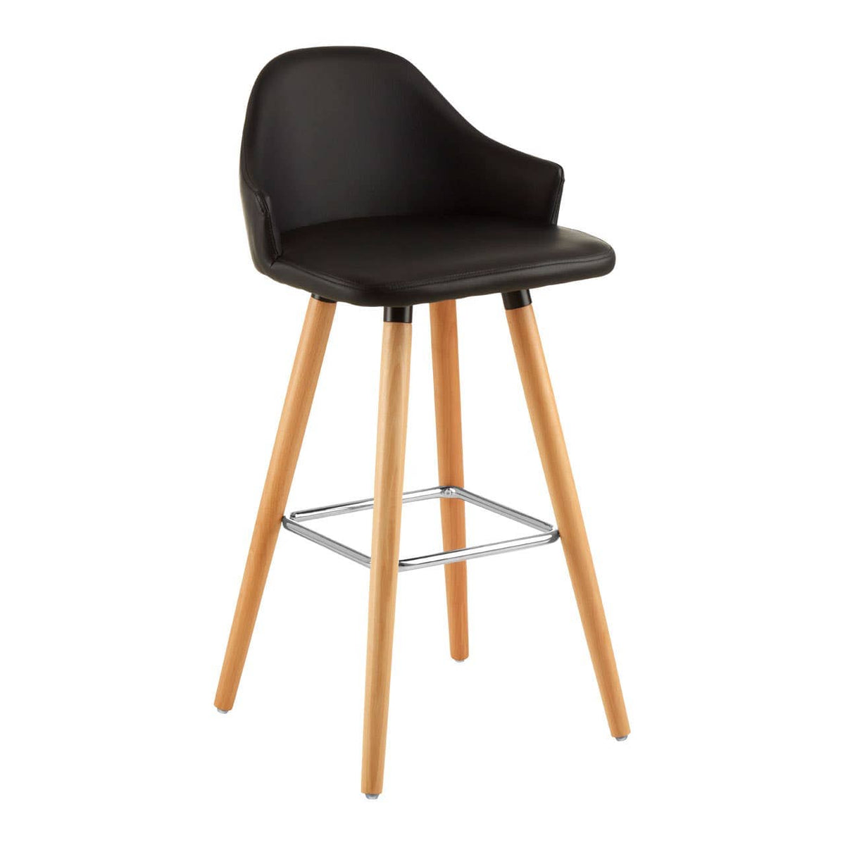 Stockholm Black Curved Backrest Bar Stool.