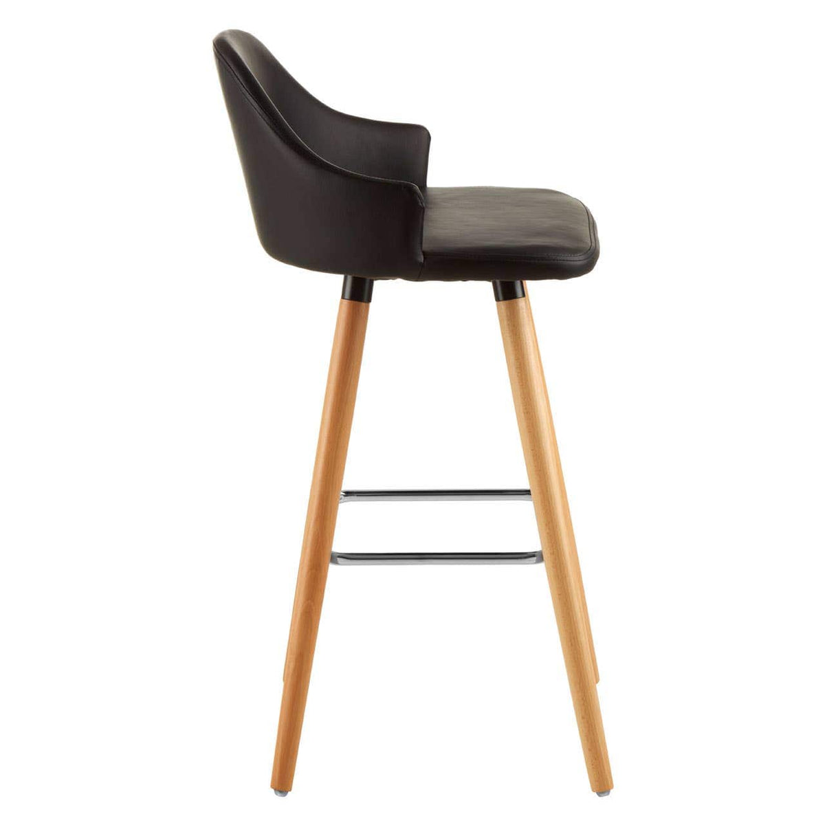 Stockholm Black Curved Backrest Bar Stool.