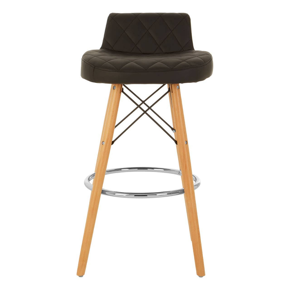 Stockholm Black Leather Effect Seat Bar Stool.