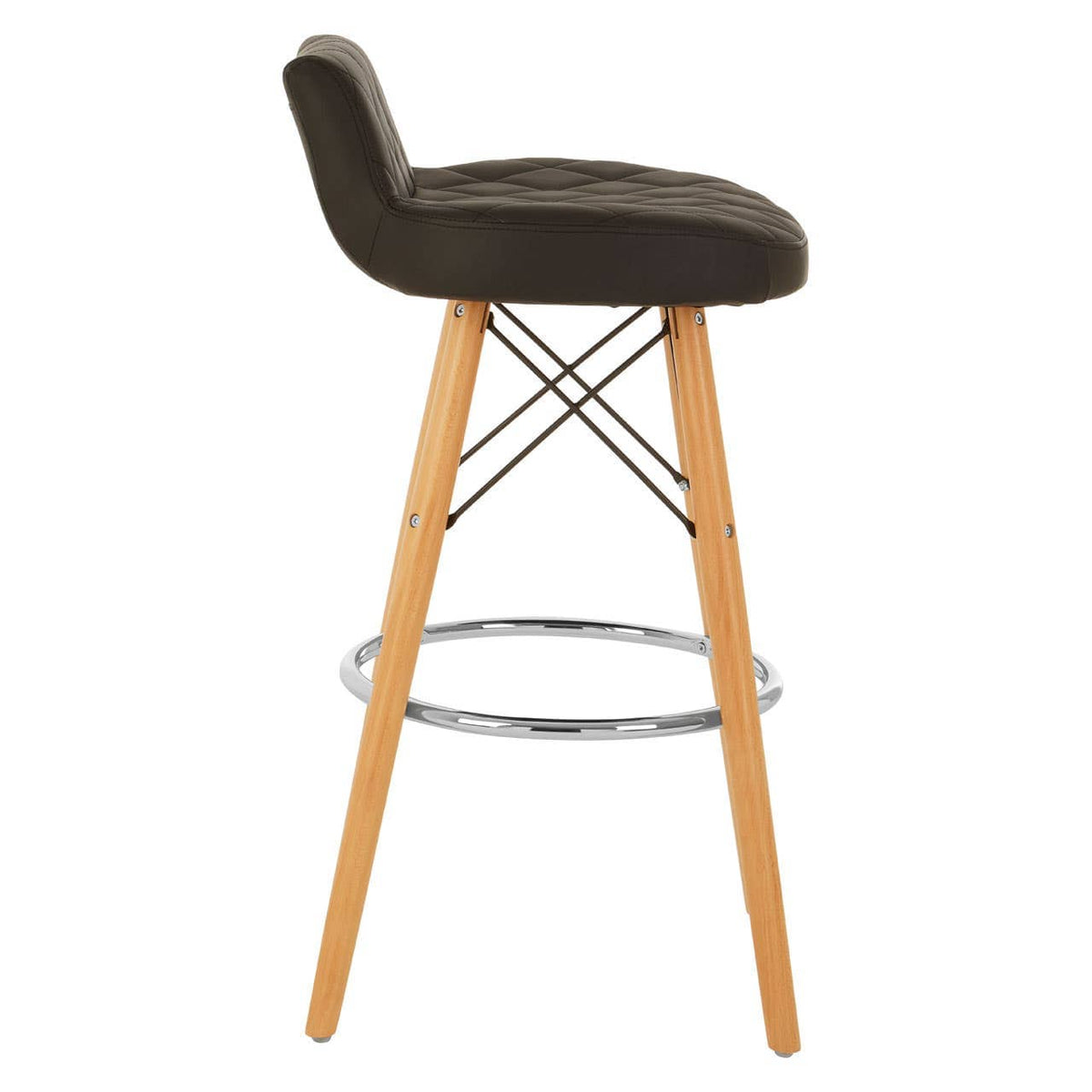 Stockholm Black Leather Effect Seat Bar Stool.