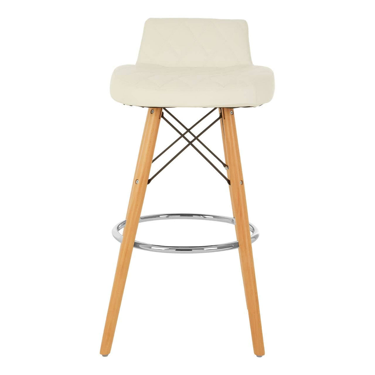 Stockholm White Leather Effect Seat Bar Stool.