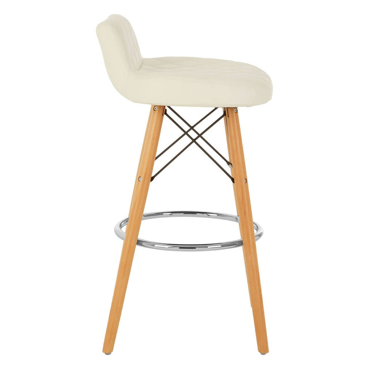 Stockholm White Leather Effect Seat Bar Stool.