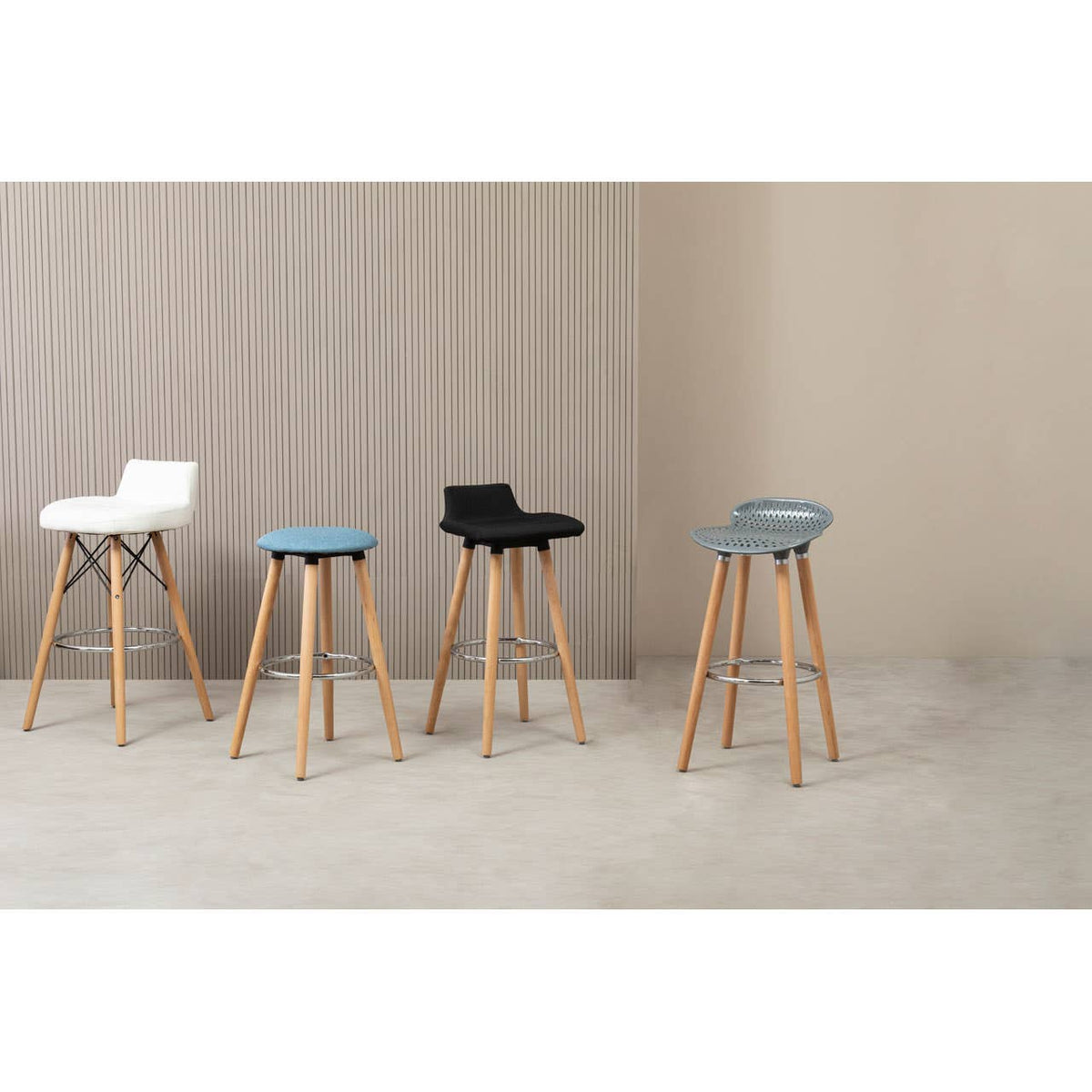 Stockholm White Leather Effect Seat Bar Stool.
