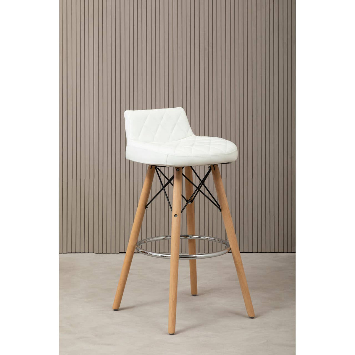 Stockholm White Leather Effect Seat Bar Stool.