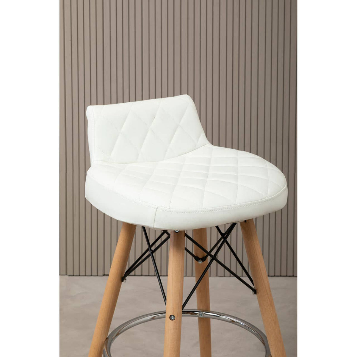 Stockholm White Leather Effect Seat Bar Stool.