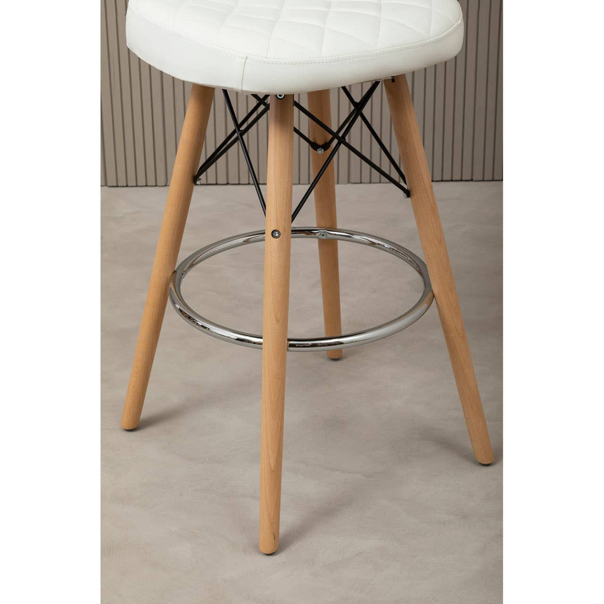 Stockholm White Leather Effect Seat Bar Stool.