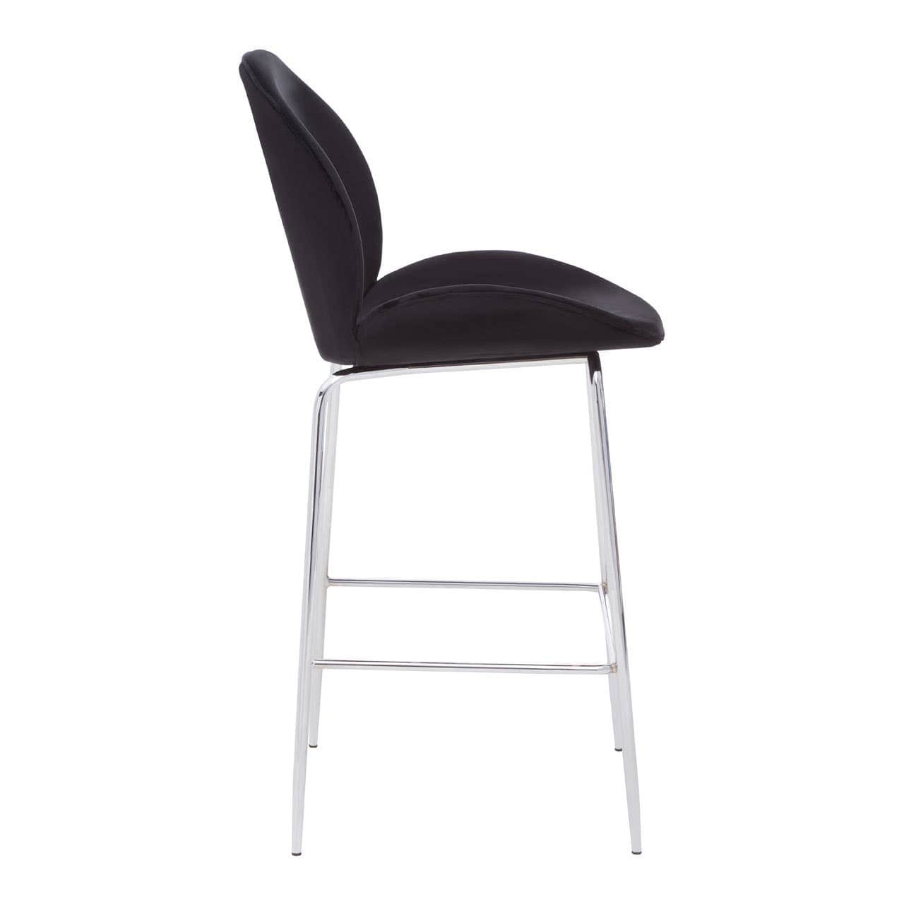 Noosa & Co. Dining Tamzin Black Velvet Chrome Finish Bar Chair House of Isabella UK