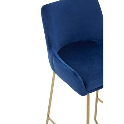 Noosa & Co. Dining Tamzin Blue Velvet Bar Chair With Low Arms House of Isabella UK