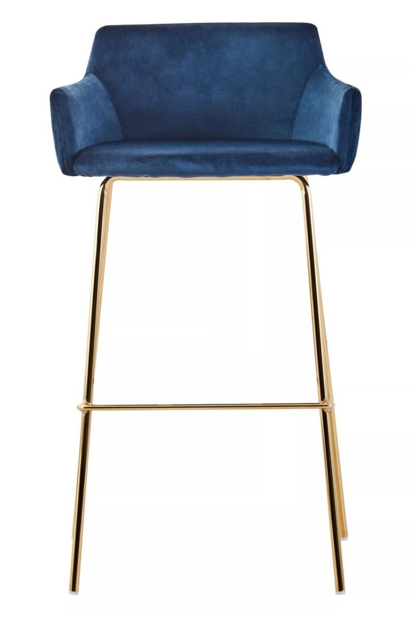 Noosa & Co. Dining Tamzin Blue Velvet Low Back Bar Chair House of Isabella UK