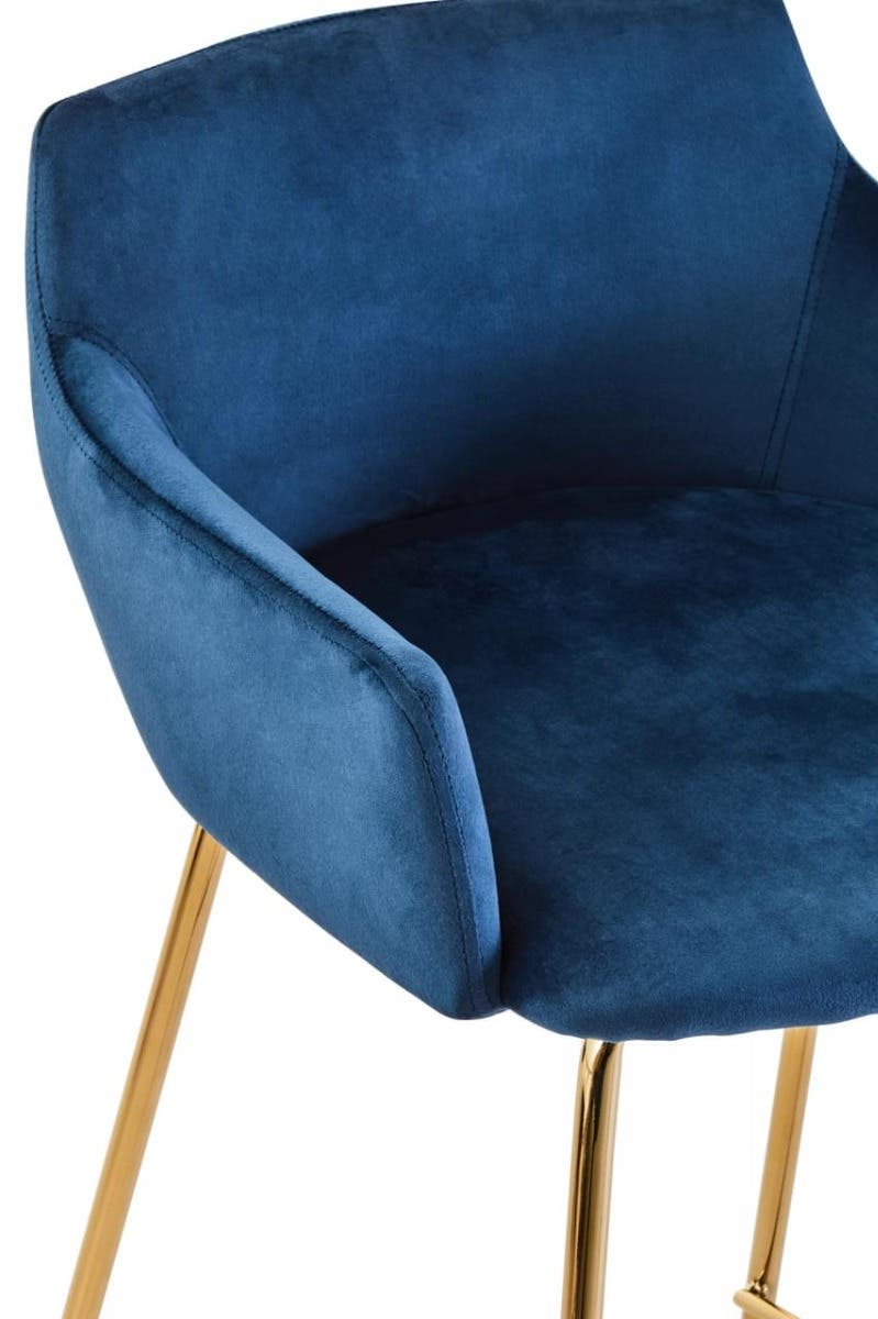 Noosa & Co. Dining Tamzin Blue Velvet Low Back Bar Chair House of Isabella UK