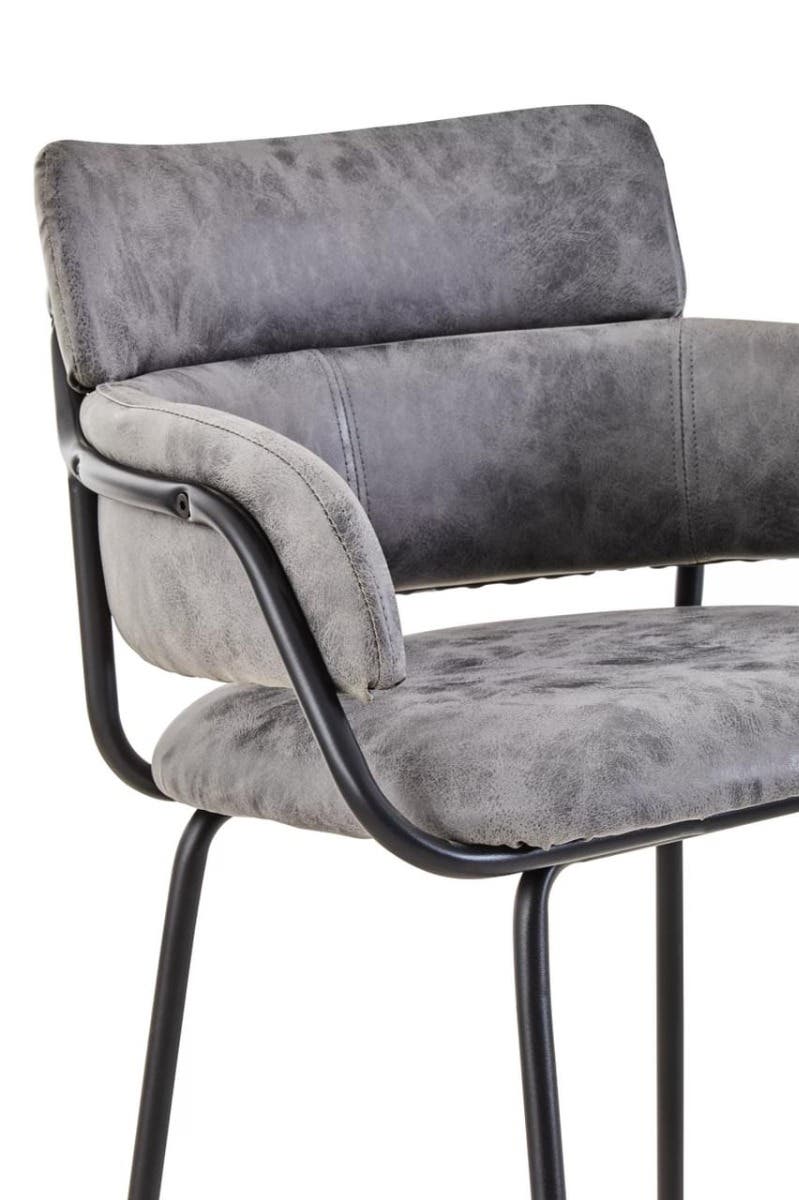 Noosa & Co. Dining Tamzin Grey Faux Leather Bar Chair House of Isabella UK