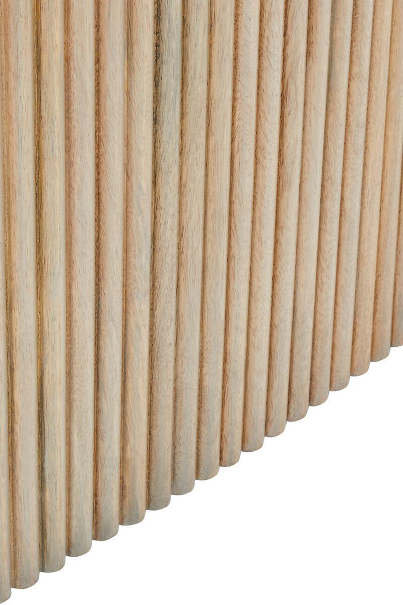 Torello Mango Wood Grey Finish Ridge Detail Oval Dining Table.