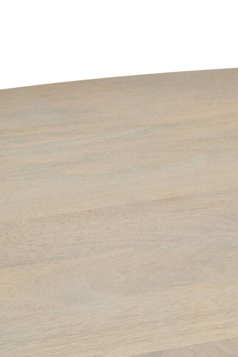 Torello Mango Wood Grey Finish Ridge Detail Oval Dining Table.
