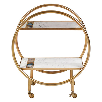 Noosa & Co. Dining Vizzini 2 Tier Gold Finish Bar Trolley House of Isabella UK