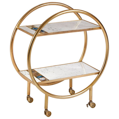 Noosa & Co. Dining Vizzini 2 Tier Gold Finish Bar Trolley House of Isabella UK