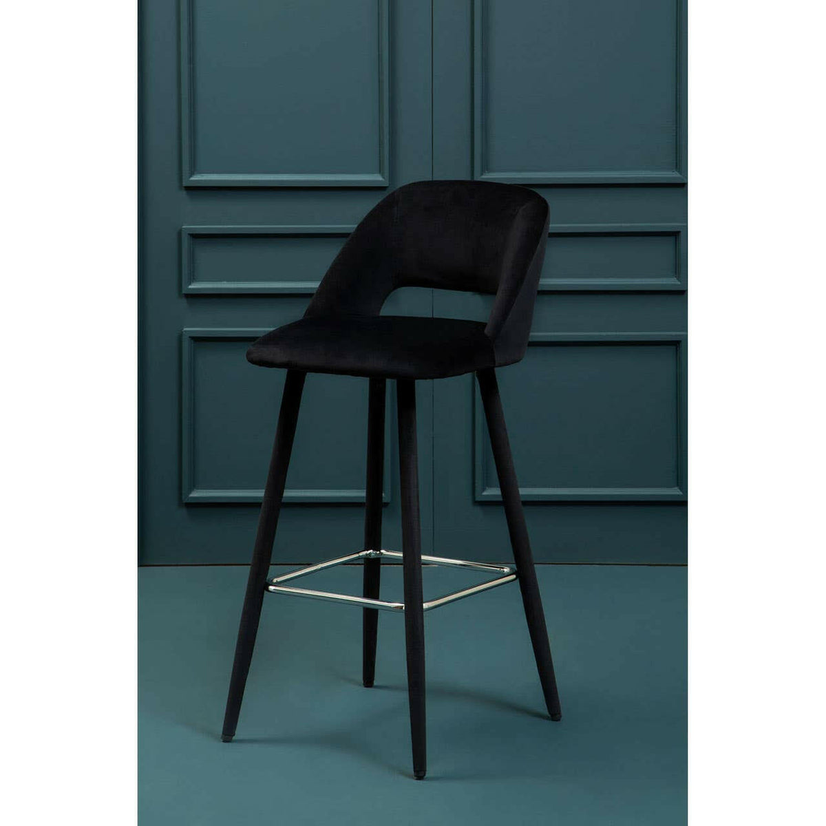 Warren Black Velvet Bar Chair.