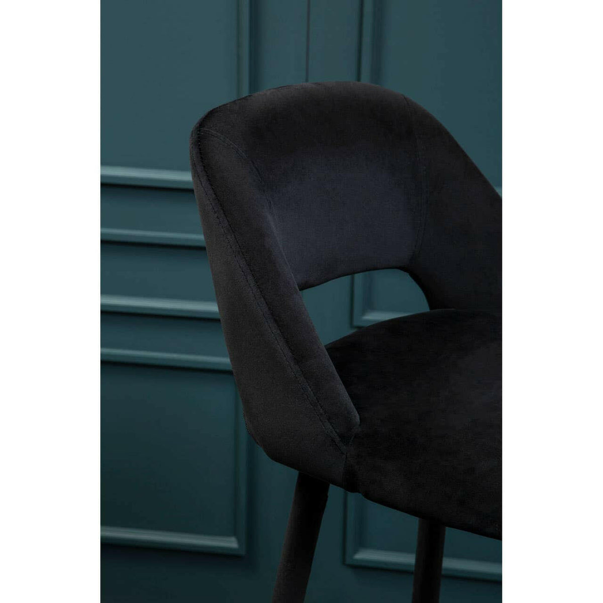Warren Black Velvet Bar Chair.