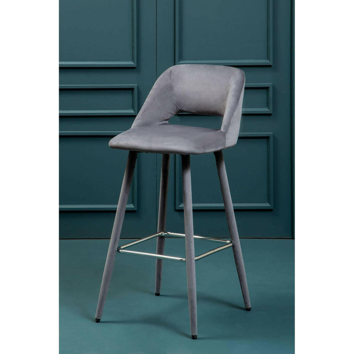 Warren Grey Velvet Bar Chair.