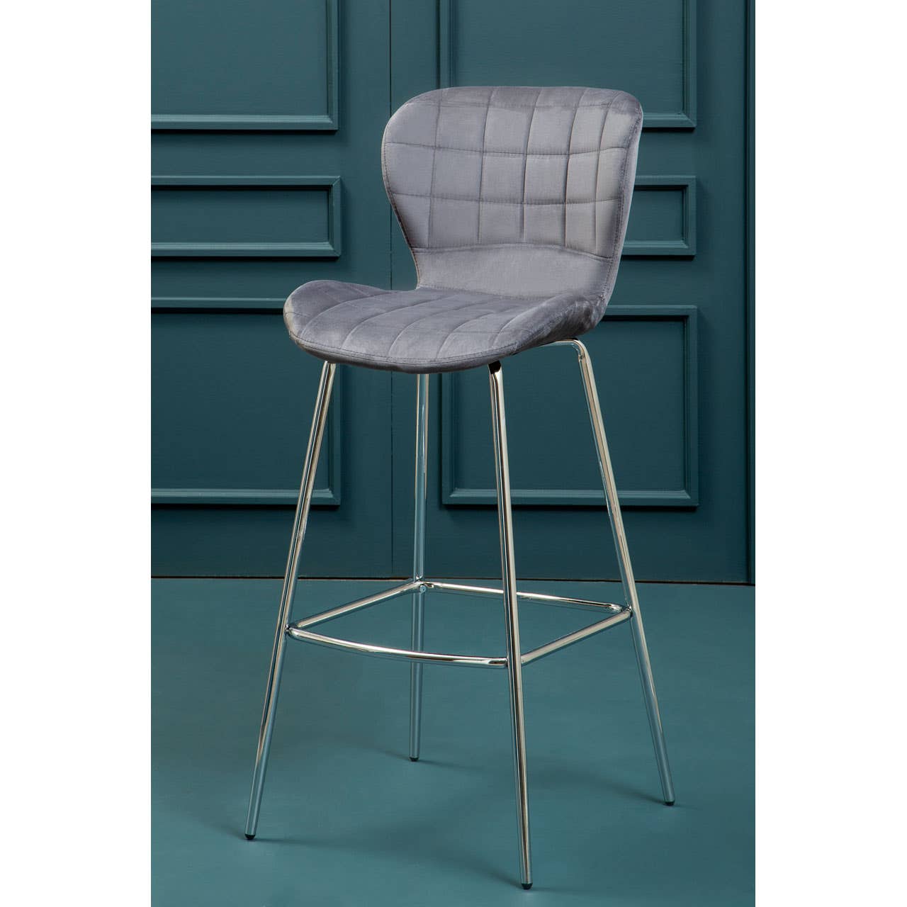 Noosa & Co. Dining Warton Grey Velvet Bar Chair House of Isabella UK