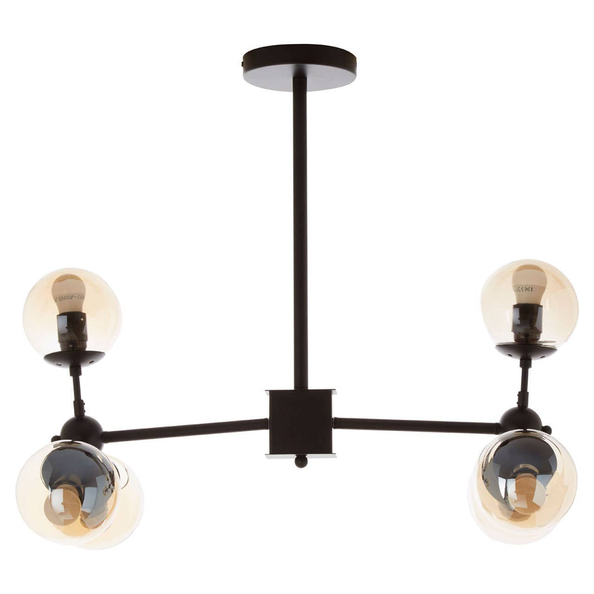 Abira 6 Bulb Matte Black Pendant Lamp.