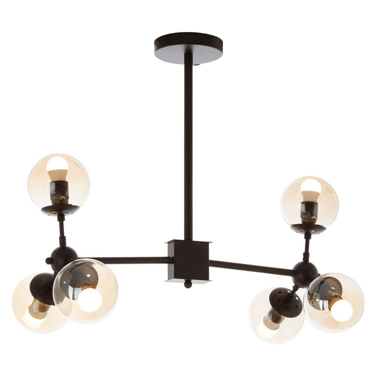 Abira 6 Bulb Matte Black Pendant Lamp.