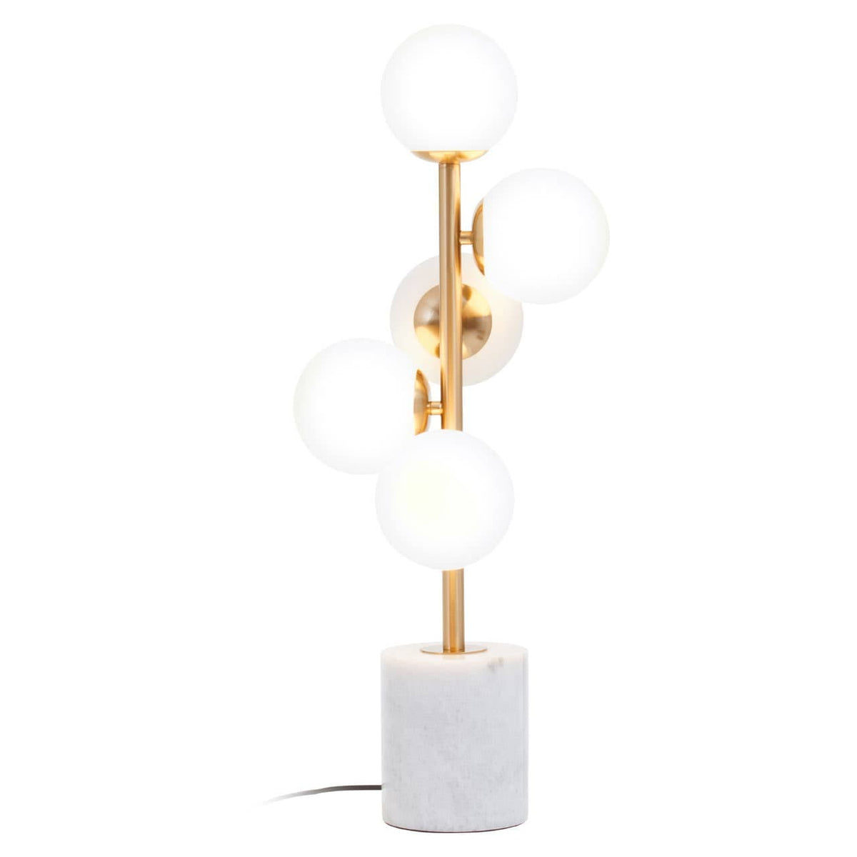 Abira Brushed Brass And White Marble Table Lamp.