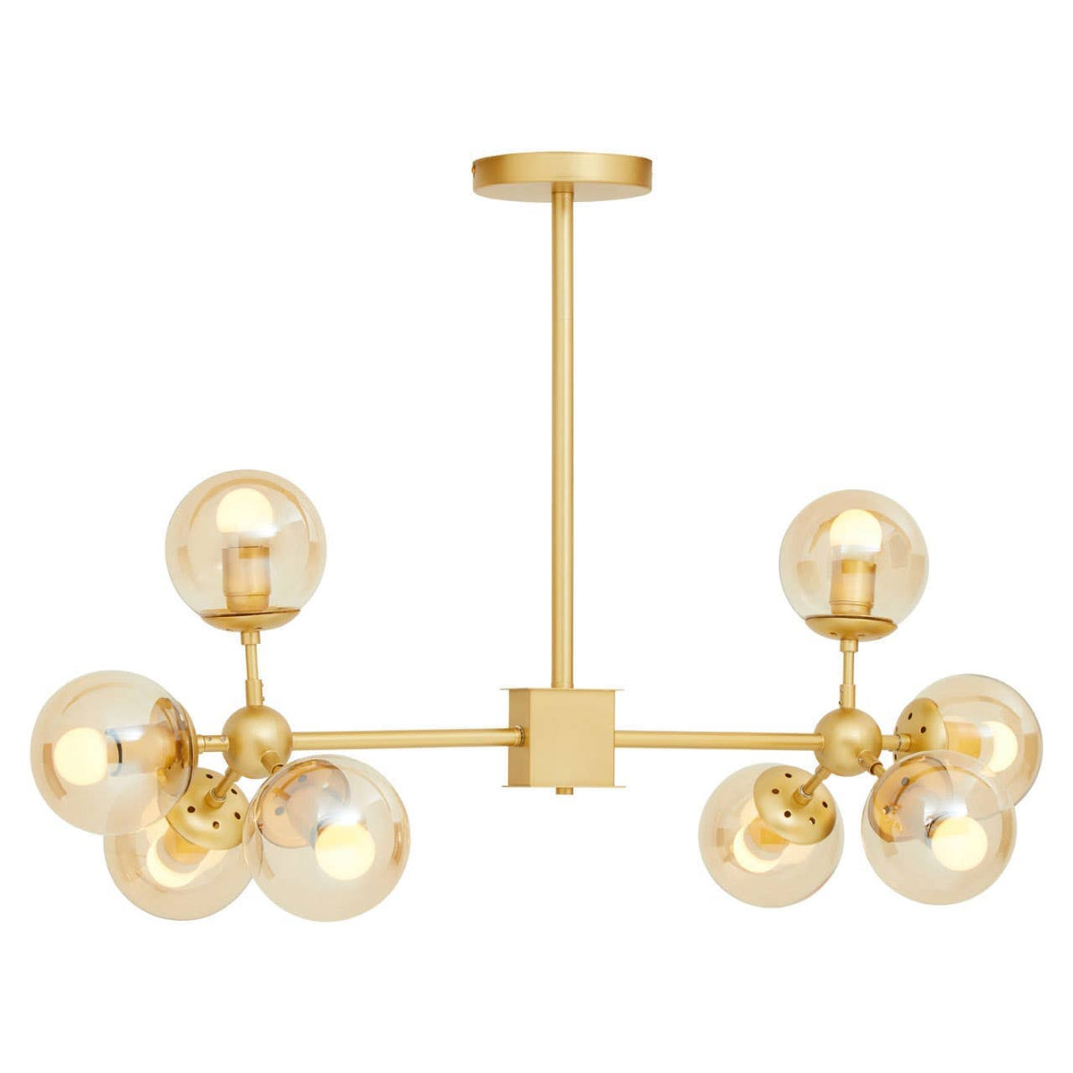 Abira Eight Bulb Gold Finish Pendant Light.