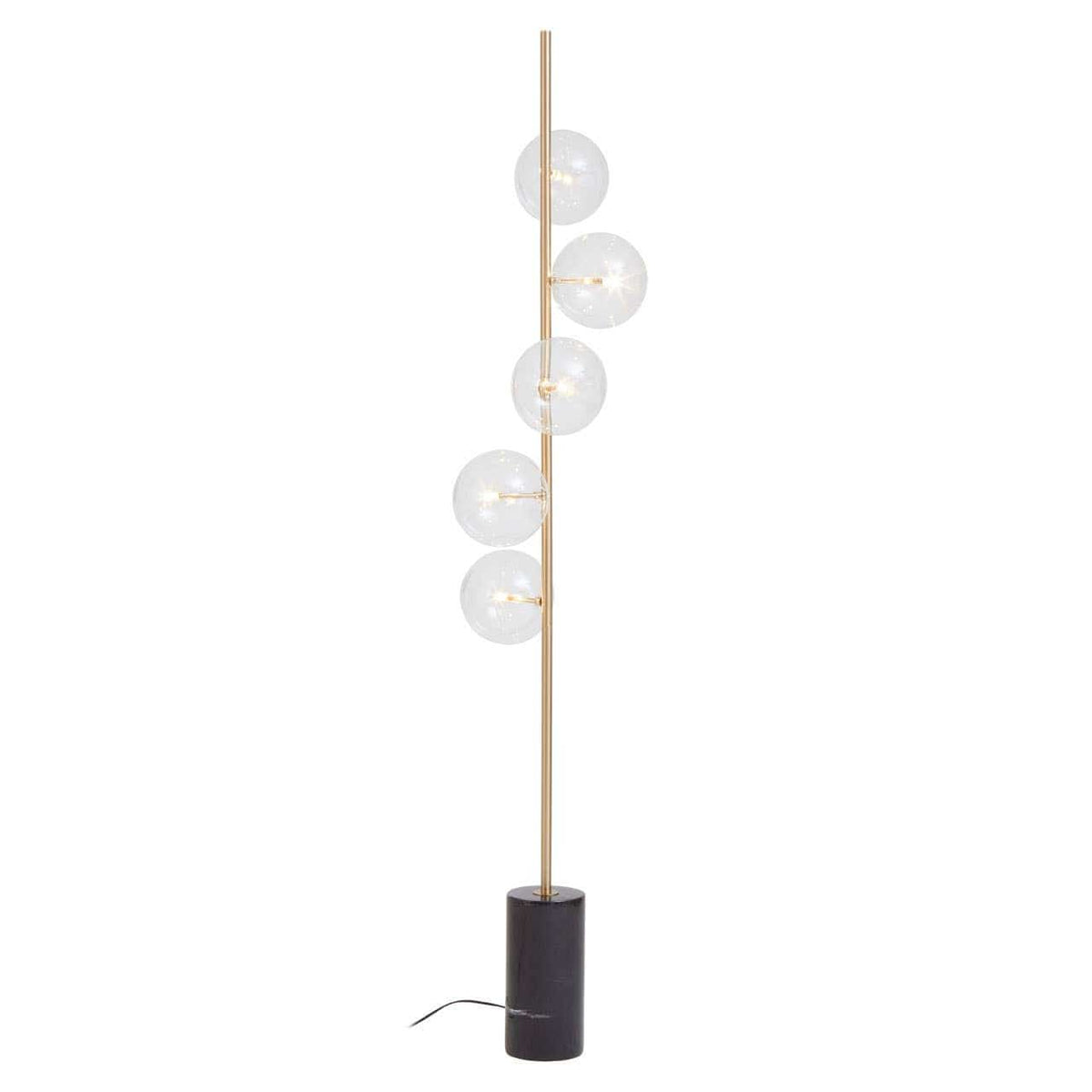 Abira Five Bulb Black Marble Floor Lamp.