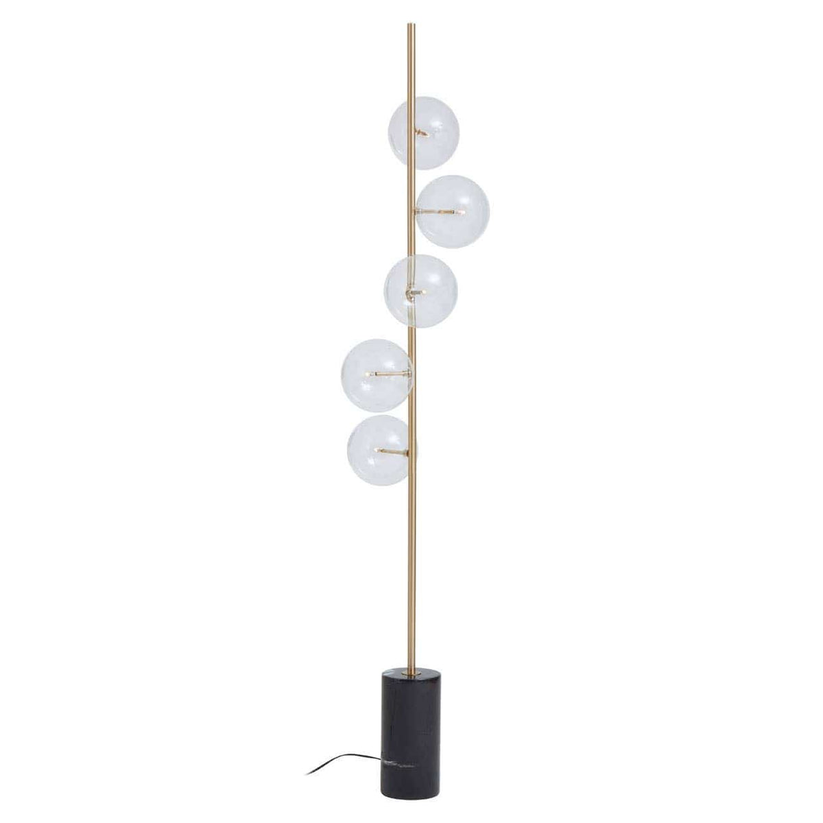 Abira Five Bulb Black Marble Floor Lamp.