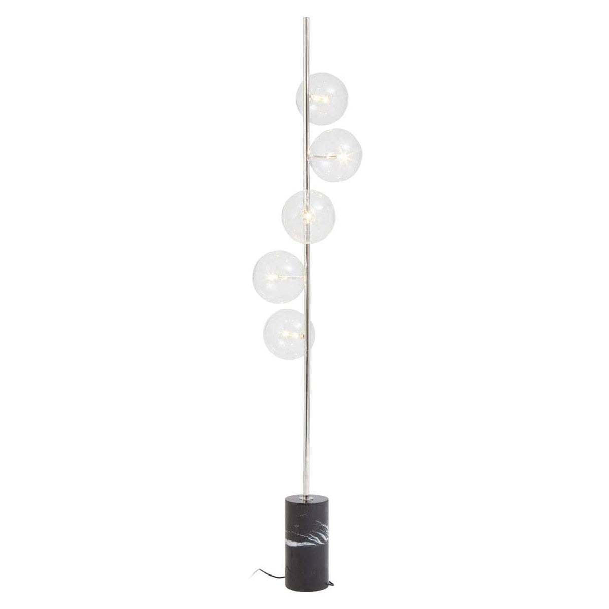 Abira Nickel And Black Marble Floor Lamp.