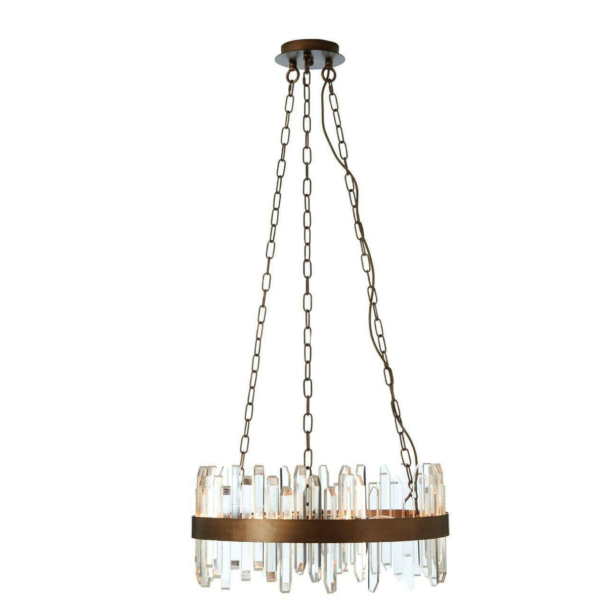 Acrylic Chandelier With Copper Band.