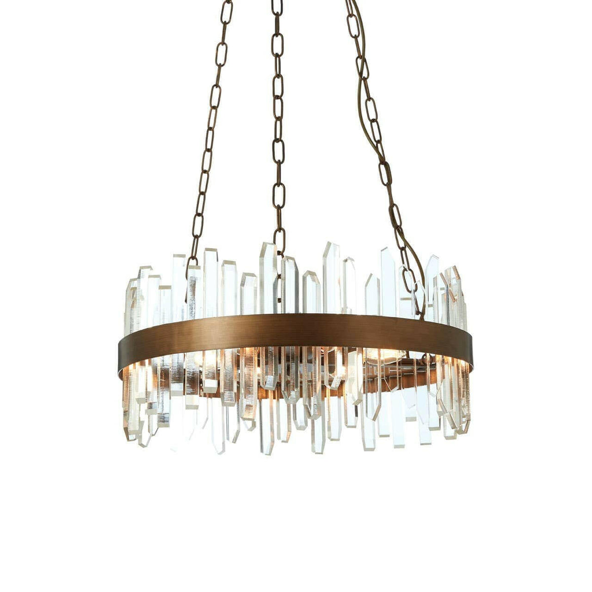 Acrylic Chandelier With Copper Band.