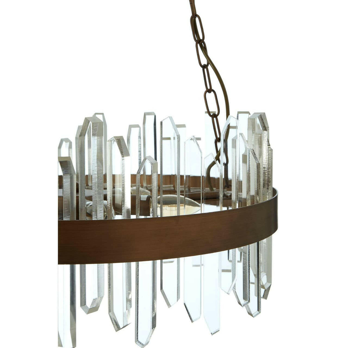 Acrylic Chandelier With Copper Band.