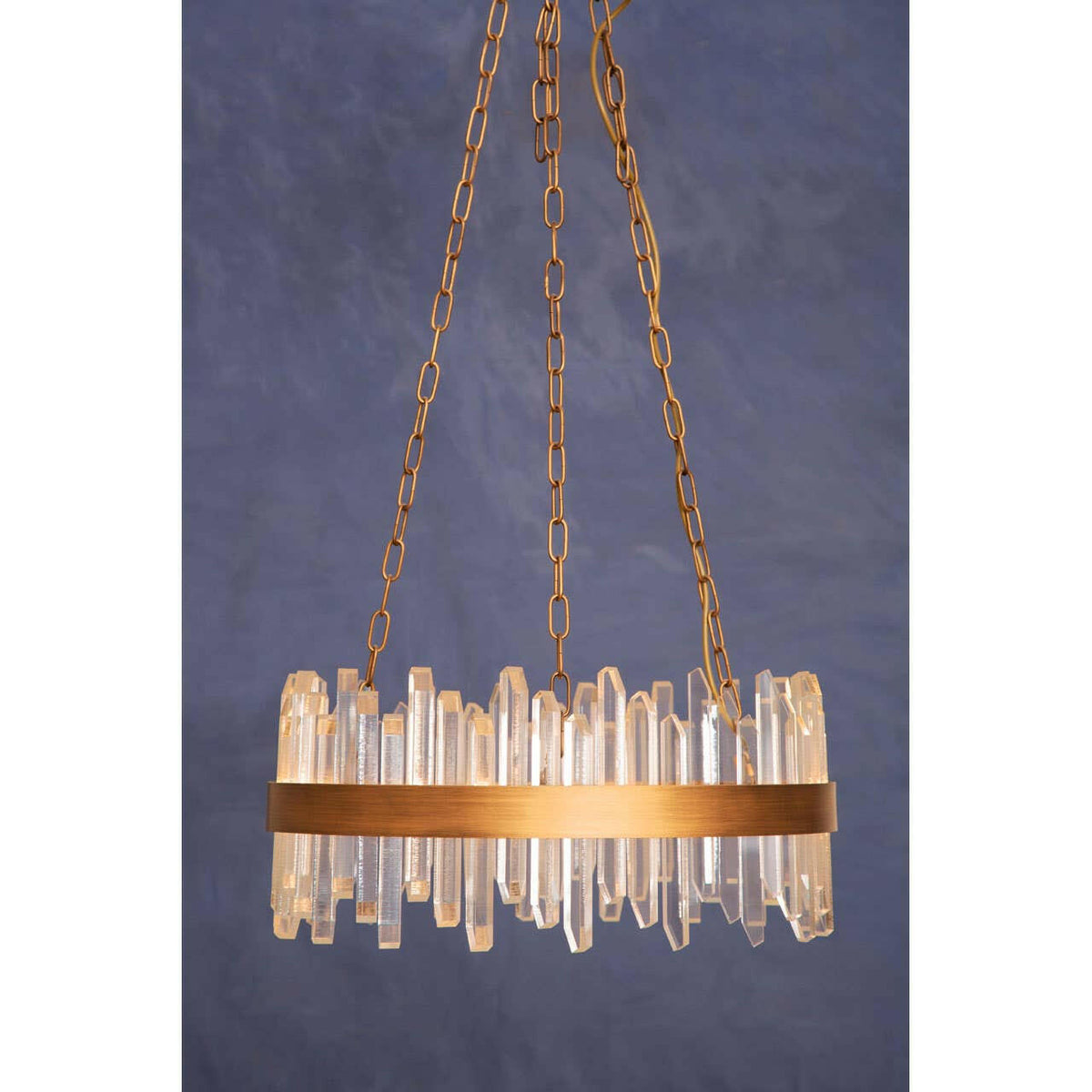 Acrylic Chandelier With Copper Band.