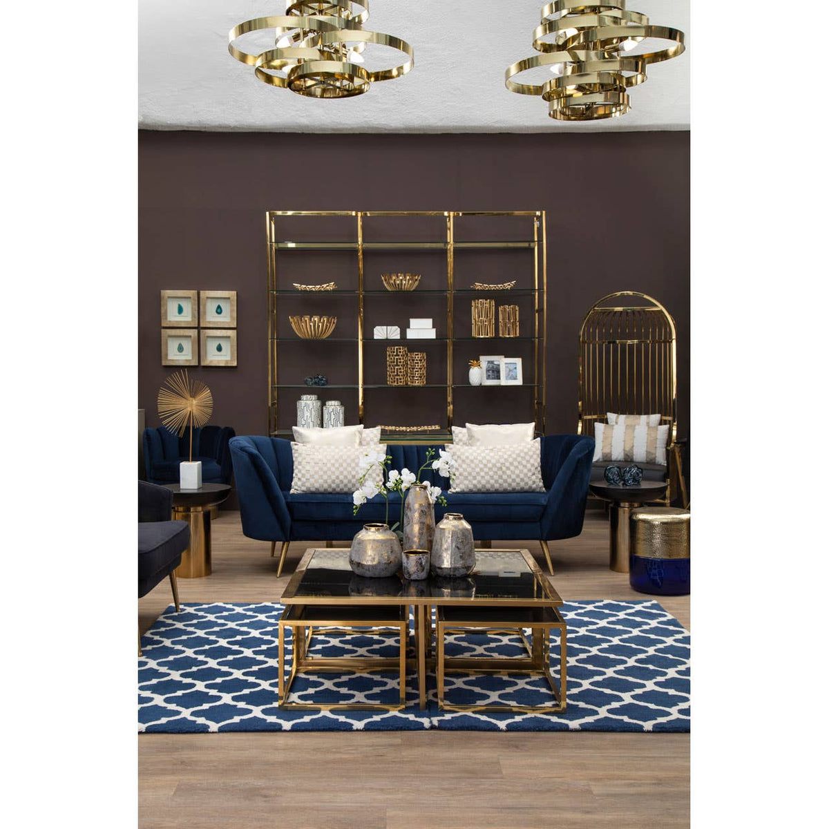 Alana 4 Bulb Gold Finish Pendant Lamp.