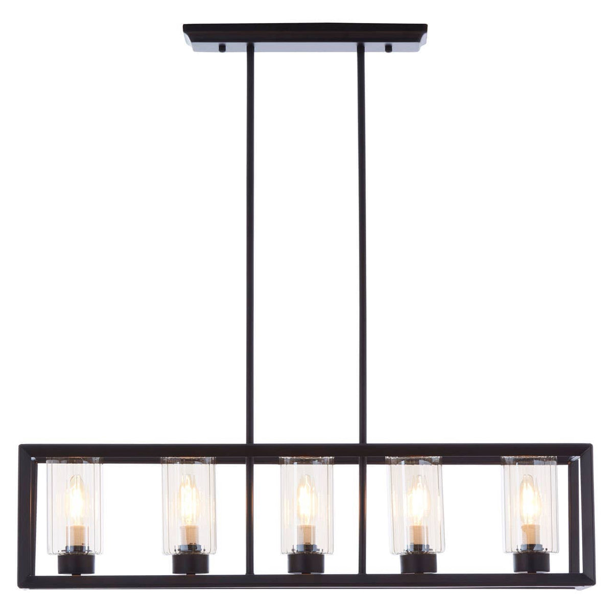 Aliko 5 Bulb Matte Black Pendant Lamp.