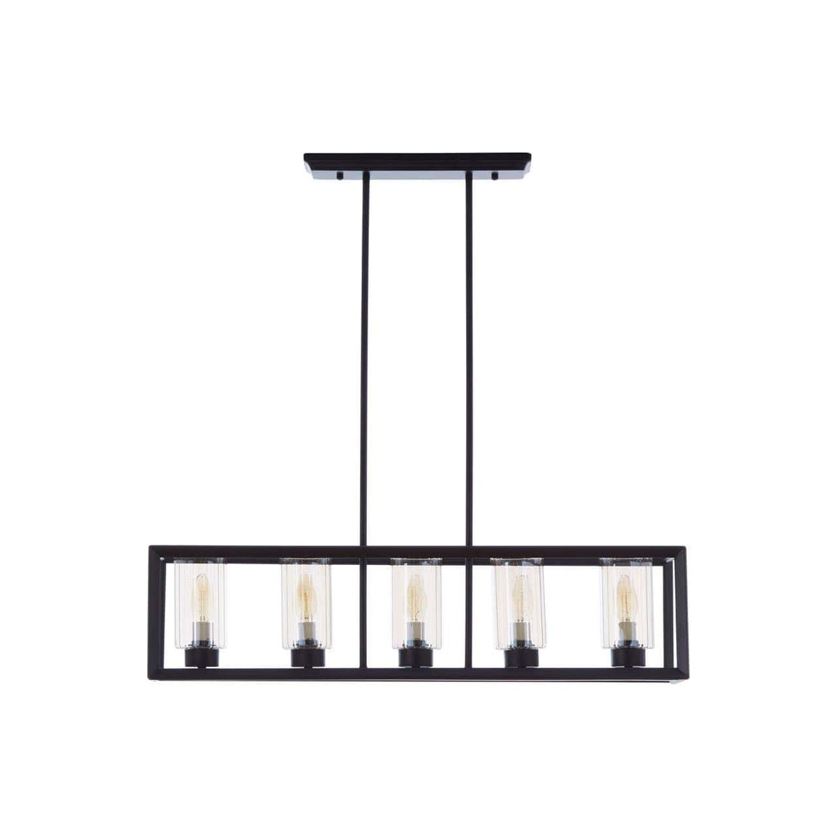 Aliko 5 Bulb Matte Black Pendant Lamp.