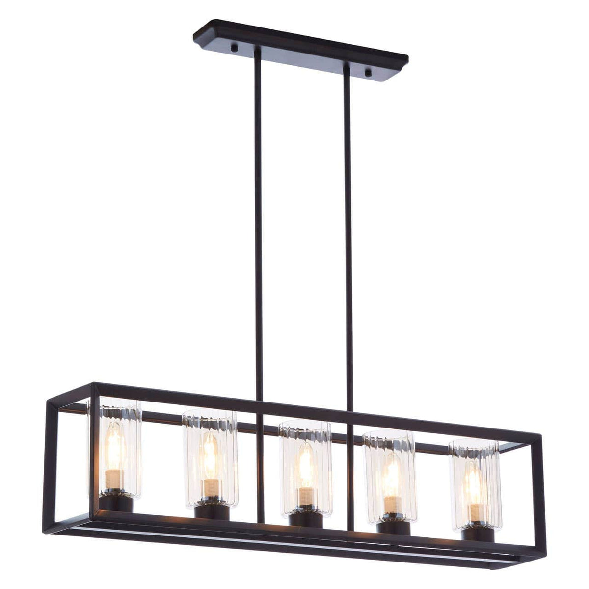 Aliko 5 Bulb Matte Black Pendant Lamp.