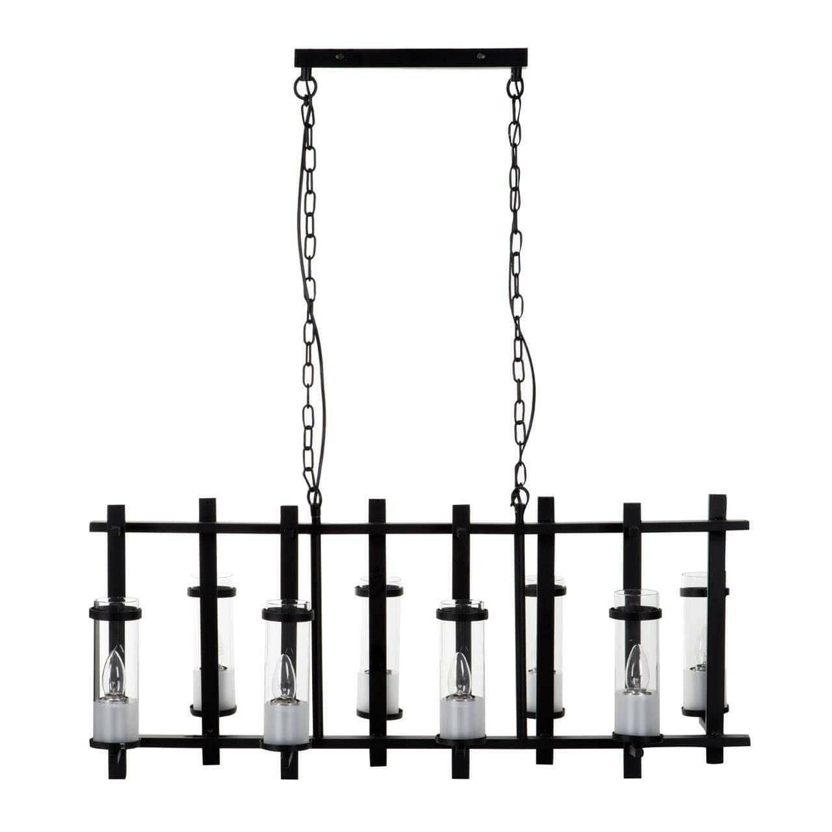 Aspen Iron And Glass Wide Pendant Light.