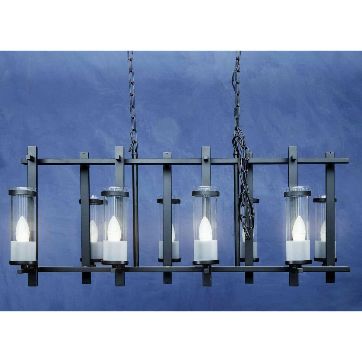 Aspen Iron And Glass Wide Pendant Light.