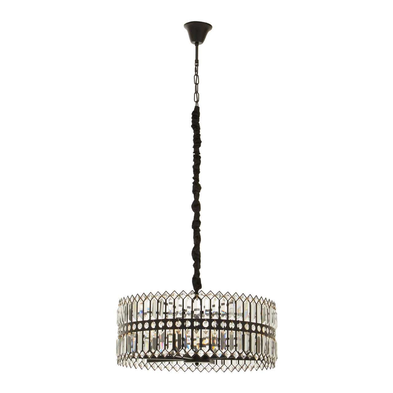 Noosa & Co. Lighting Babylon Six Bulb Black Crystal Chandelier House of Isabella UK