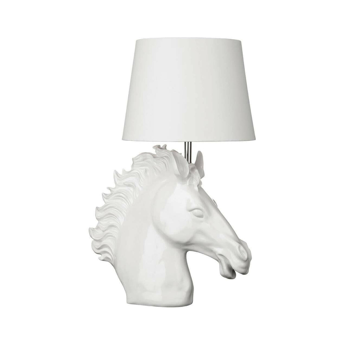 Caballo White Polyresin Table Lamp.