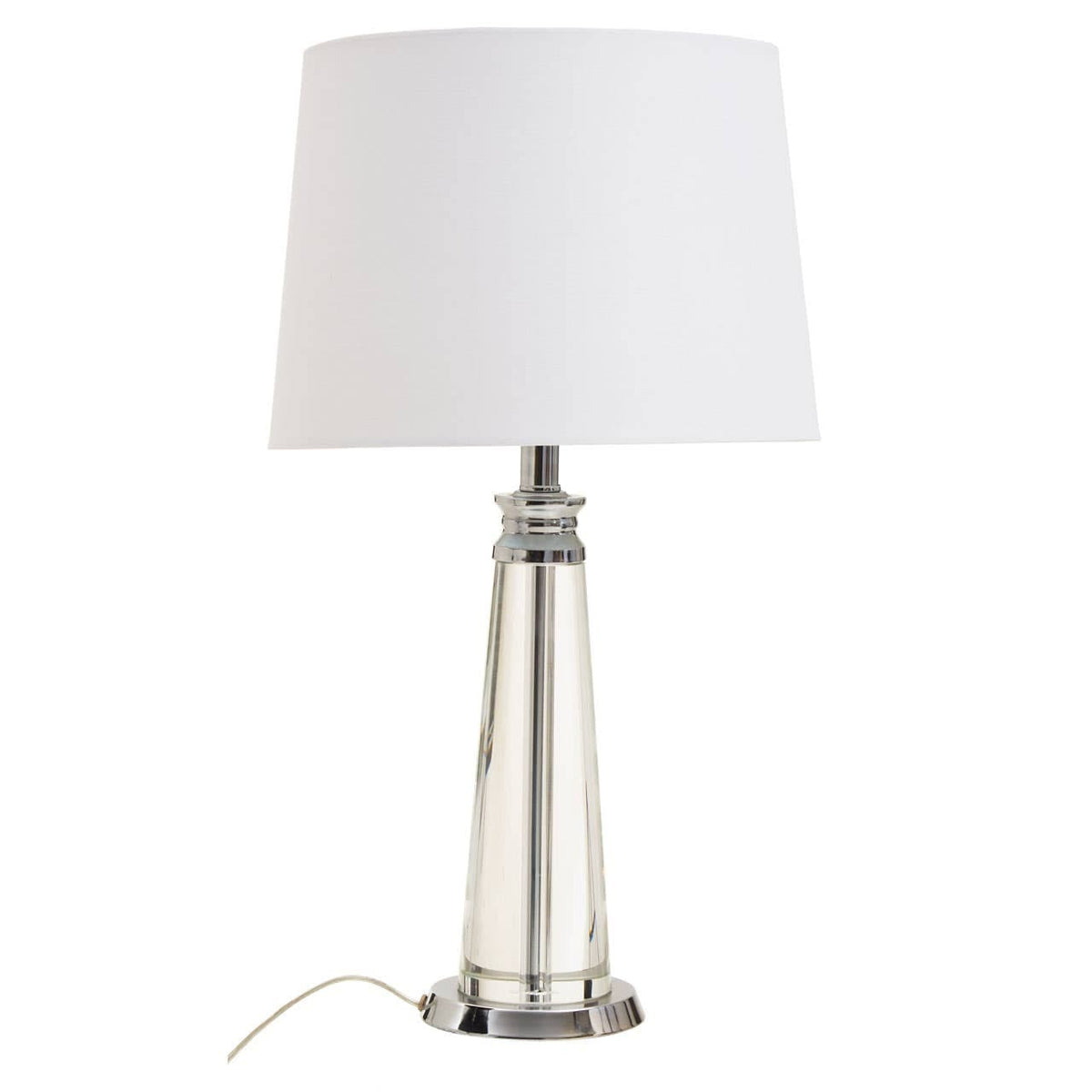 Helvetia Clear Crystal Table Lamp With Chrome Base.