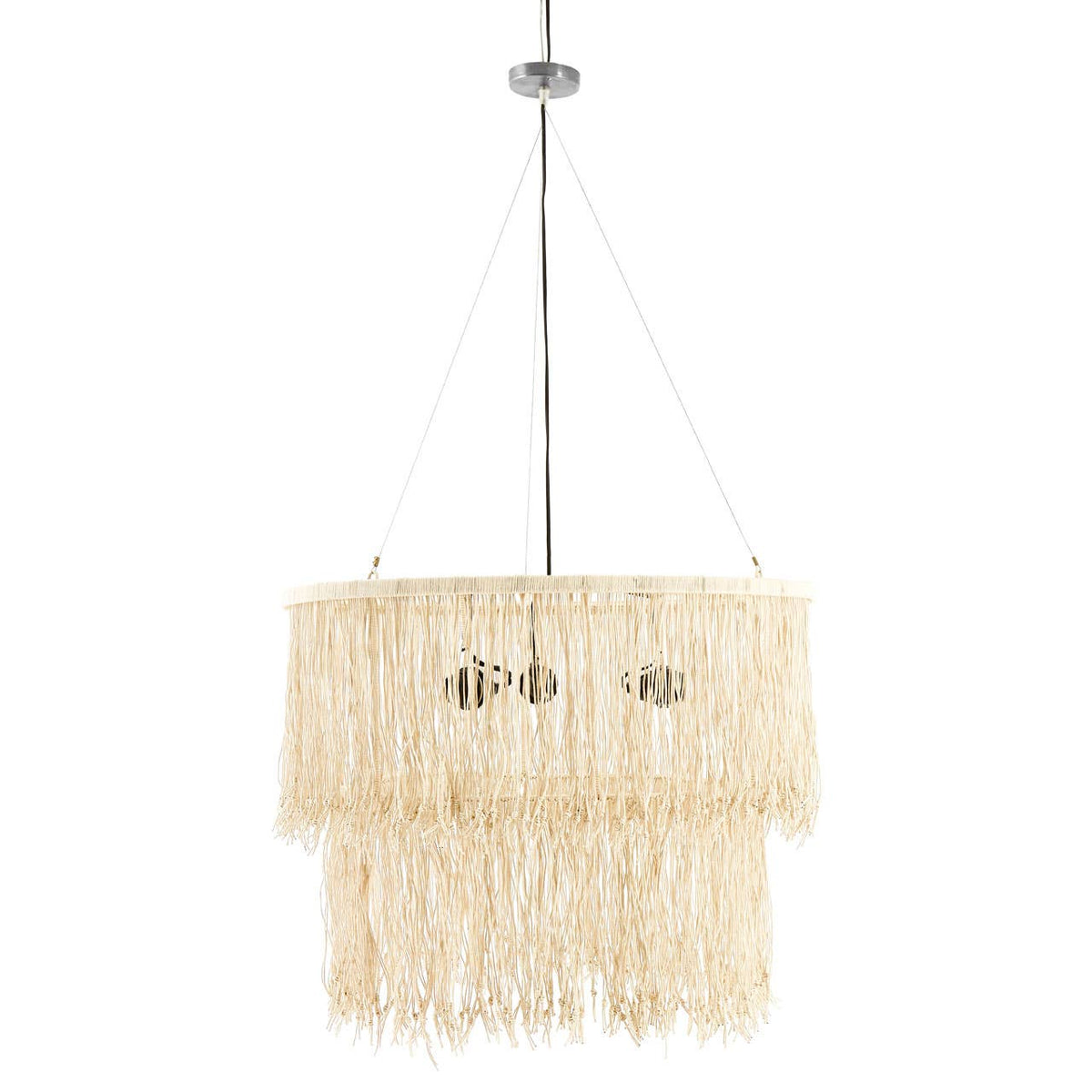 Hestina Cream Leather Ceiling Light.