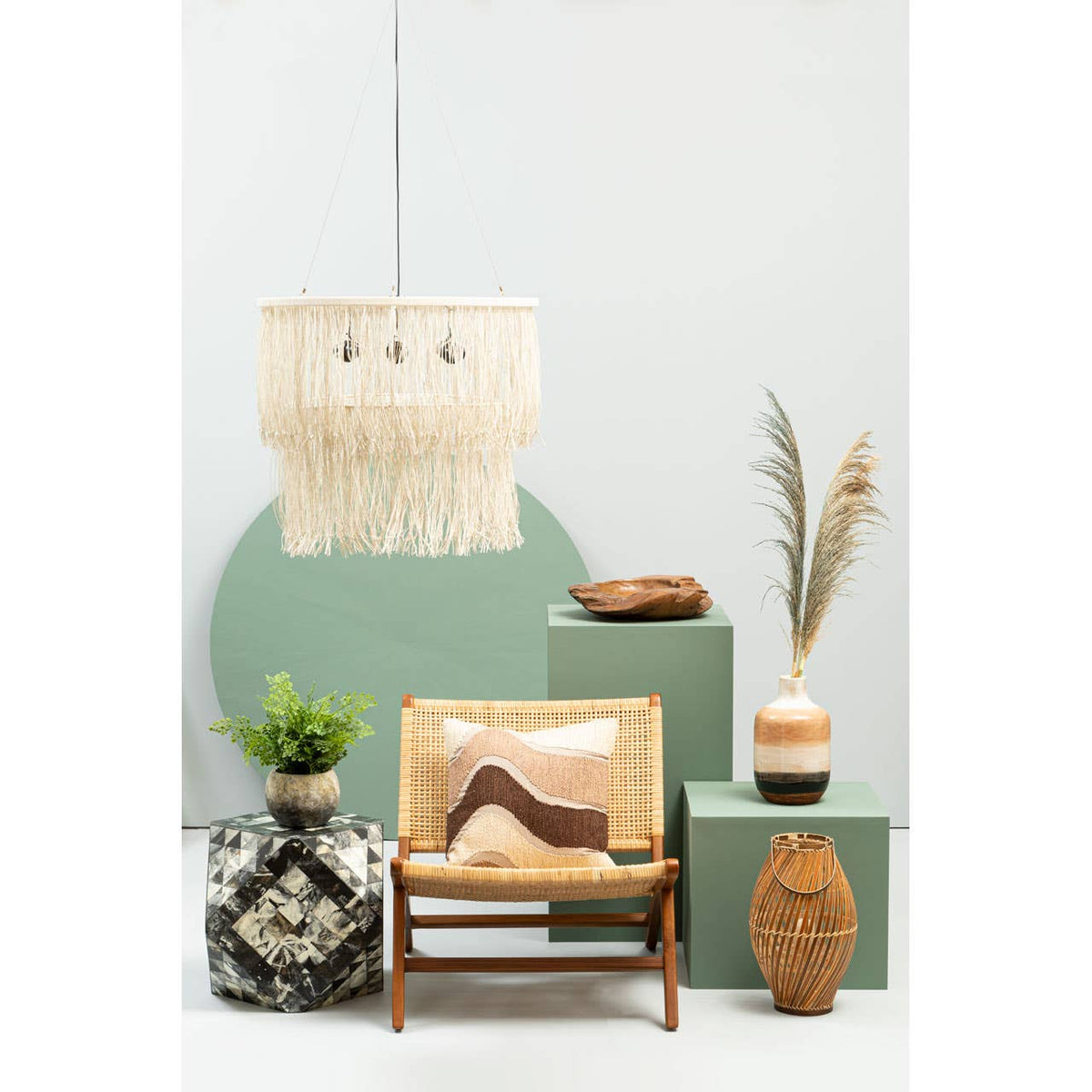 Hestina Cream Leather Ceiling Light.