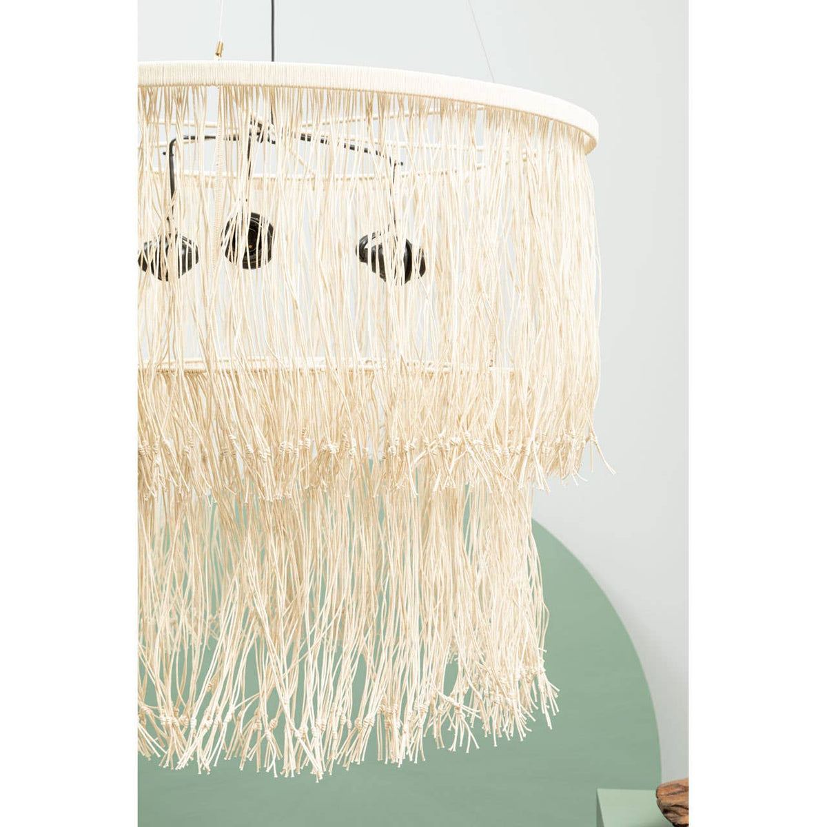 Hestina Cream Leather Ceiling Light.