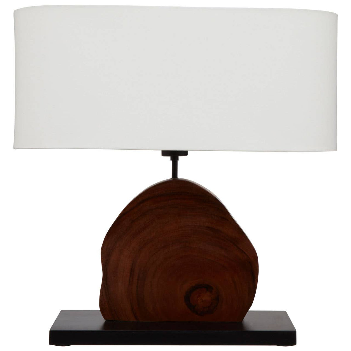 Hestina Table Lamp With Curved Wood Base.